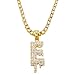 HH Bling Empire Iced Out Hip Hop Gold Faux Diamond Bubble Dripping Letter Tennis Chain Necklace 20 Inch (Dripping Letter E)