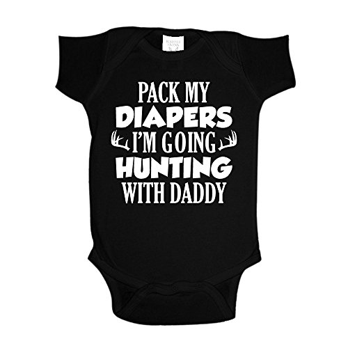 Pack My Diapers I'm Going Hunting With Daddy Baby One Piece NB Black