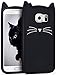 Mulafnxal Case for Samsung Galaxy S6,Soft Silicone 3D Cartoon Animal Cat Slim Cover, Cute Cases Kids Girls Shock Proof Rubber Gel Kawaii Character Fashion Protector for Samsung S6 Black Cat