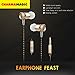 CHARM & MAGIC in-Ear Heaphones,Earbuds,Stereo Music Earphones,Premium Wired Cell Phone Headsets with Microphone,Real Bass,Noise Reduction,3.5mm Jack for iPhone,Ipad, Androids Smartphone (Golden)
