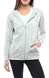 Lightweight Cotton Full Zip Up Pullover Sweatshirt Hoodies w EttelLut Hair Band Gray L