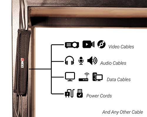 GrabAll Cable Management Sleeve That Sticks to Surfaces - 2 Pack â€“ New 6â€ Cord/Wire Sleeve Organizer for Office & Home + Fasteners. Black Flexible Neoprene with Adjustable Width to Fit Various Wires