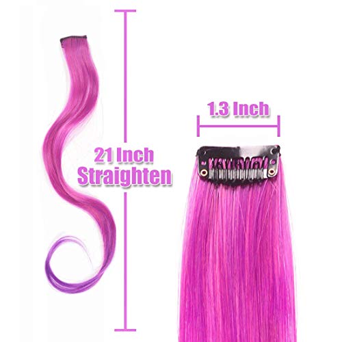 30 Pcs Colored Wave Clip in Hair Extensions 21 Inch Multi-Colors Party Highlights Clip in Synthetic Hairpiece Heat-Resistant Synthetic Hair Extensions Rainbow colors for women girls kids gift - Thumbnail 2