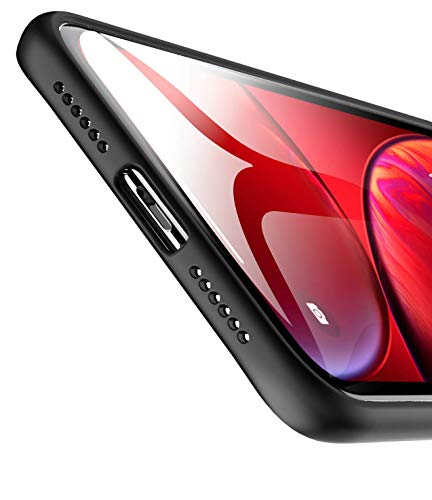 Egotude Ultra Slim Matte Bumper Clear Transparent Hard Back Case Cover for iPhone XR (Black)