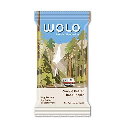 WOLO WanderBar, Peanut Butter, 6 Bars, All Natural Protein Bar, 15g Protein