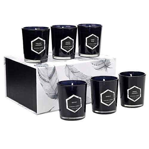 Scented Candles Gift Set, Red Flame Sexy Enchanting Candle, Natural Soy Wax With Strongly Fragrance Essential Oils For Stress Relief And Aromatherapy,Black Glass Jar 6 X 2.5 Oz