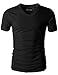 H2H Mens Daily Casual Slim Fit Short Sleeve Crew-Neck T-Shirts Black US M/Asia L (KMTTS0380)