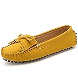 SUNROLAN Ella Women's Polyurethane Suede Round Toe Loafer Flats Slip-On Kiltie Moccasin