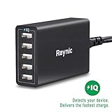 Raynic 5-Port USB Charging Station High Speed with PowerIQ Technology Black