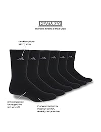 adidas calcetines deportivos atléticos, para mujer, paquete de 6