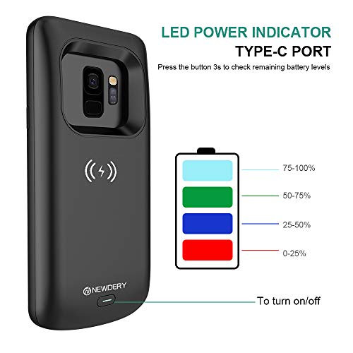 Newdery Upgraded Samsung Galaxy S9 Battery Case Qi Wireless Charging  Compatible, 4700mAh Slim Rechargeable Ext