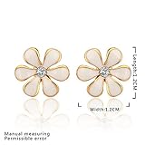 Scheppend 18k White Gold Plated Black Flower White Flower Gold and Rose-gold Earring Stud