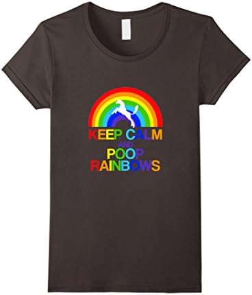 Women's ShirtWerks Unicorn Rainbow Poop - Keep Calm T-Shirt XL Asphalt