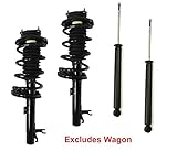 DTA 70116 Full Set 2 Front Complete Strut Assemblies With Springs and Mounts + 2 Rear Shocks 4-pc Set Fits 2006-11 Ford Focus, Excludes Wagon