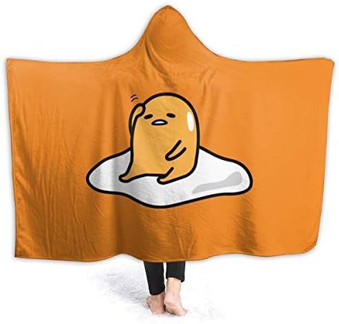 FransisUU Lazy Egg Gudetama Hooded Blanket, Soft Throw Wrap Wearable Blankets Novelty Cape for Kids Adults Teens