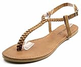 Orly Shoes Women's Basic Braided T Strap Gladiator Suede Sandals