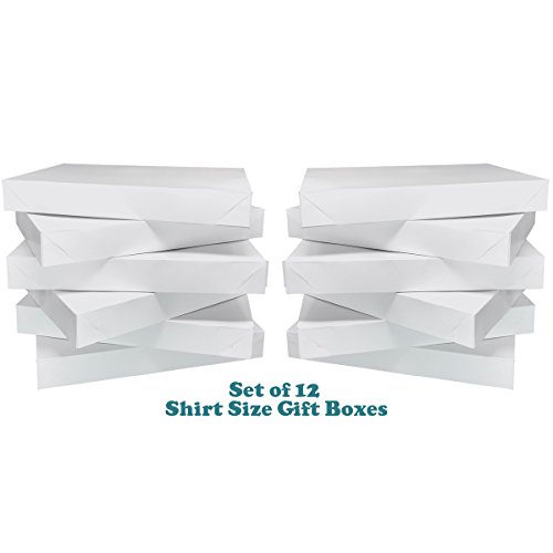 Set of 12 White Gift Boxes for Apparel - Shirt Size 14.75 x 9.5 x 2 in