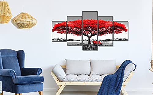 Diamant Peinture 5Pack, TAOPE DIY Broderie Diamant Chat Bricolage Strass Collé Broderie Point de Croix Complet Strass de Broderie Diamant Kit pour Décoration Murale de Salon -Arbre