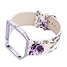 YOSWAN Replacement Band for Fitbit Blaze, Watchband Floral Soft Leather Strap Replacement Watch Band Wristband Bracelet Strap and Frame for Fitbit Blaze (White Purple+ Purple Frame)