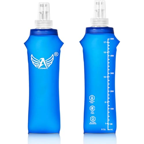 2x Garrafa de Água Dobrável para Esportes, 500ml, Bico Anti Vazamento, Livre de BPA, Azul