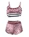 Akmipoem Women's Velvet Two Piece Set Crop Top and Short Pants Club Wear