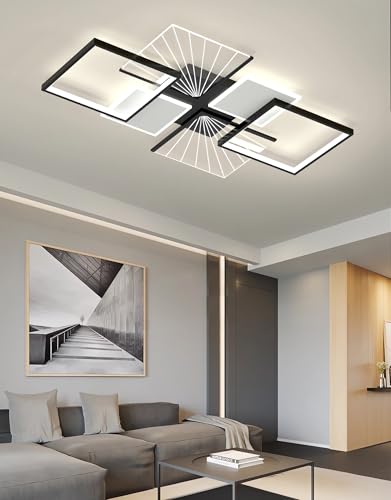 LED Ceiling Lighting Modern Rectangular Ceiling Lamps for Living Room Dimmable with Remote Control Against Recessed Ceiling Light for Living Room Bedroom Parlour (Acrylic)