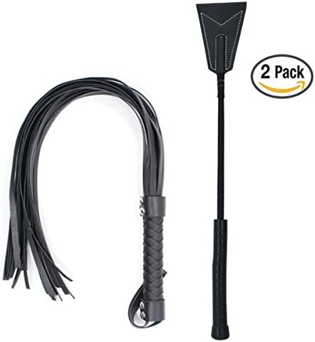 Whip 2 pack Equestrian horse whip 18inch with leather flogger 30inch
