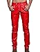 Idopy Men`s Slim Fit Party Performance Biker Faux Leather Jeans Pants Red 34
