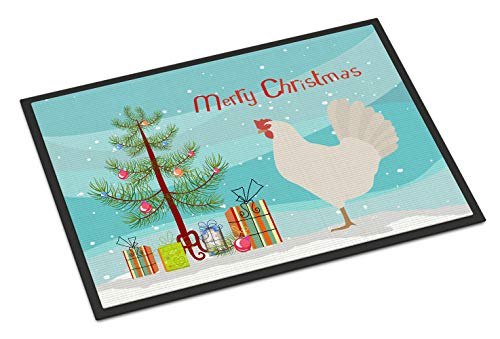 Caroline's Treasures BB9207MAT Leghorn Chicken Christmas Doormat 18x27, Teal Fr…