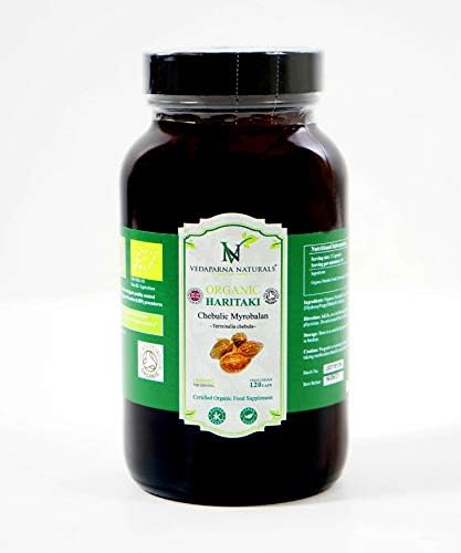 3 x Organic Haritaki Chebulic Myrobalan Terminalia Chebula Vata Rejuvenator 120 Vege Caps of 600mg each | Soil Association Certified | Made in the UK