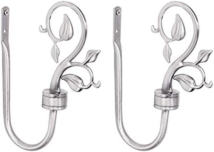 EleCharm 1Pair Simple Curtain Holdbacks European Type Curtain Hook Classic Wall Hooks Drapery Holdbacks (Silver)