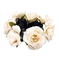 toataLOpen Women Hair Tie, Elastic Flower Rose Hair Rope Hair Bands Hair Scrunchies for Party Decor Beige