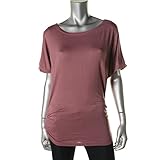 Doublju Womens Short Sleeve Round Neck Drape Dolman Blouse Top