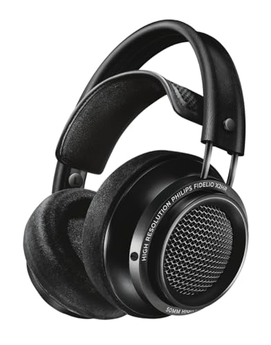 Philips Fidelio X2 cuffie over ear con filo ad alta risoluzione, Design acustico aperto con driver Neodimio in LMC da 50 mm e cuscinetti in schiuma memory deluxe in velluto - Nero, Wired