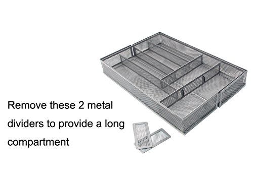 ESYLIFE Expandable Kitchen Drawer Silverware Utensils Organizer Mesh Cutlery Tray, 8-10 Compartments