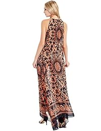 Modelo básico Vestidos con correa de espagueti para mujer Vestidos de verano con cordón floral Halter Vestido de playa transparente