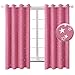 BGment Kids Blackout Curtains for Bedroom - Silver Star Printed Thermal Insulated Room Darkening Grommet Curtains for Living Room, Set of 2 Panels (52 x 63 Inch, Pink)
