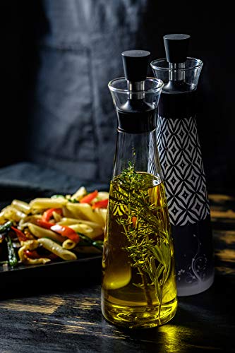 No Funnel Needed - Olive Oil Dispenser Glass Bottle with Dark Film to Protect Cooking Oils and Balsamic Vinegar From Heat and Light Airtight Containers Help Keep oils from spoiling | 17 ounce cruet - Thumbnail 7