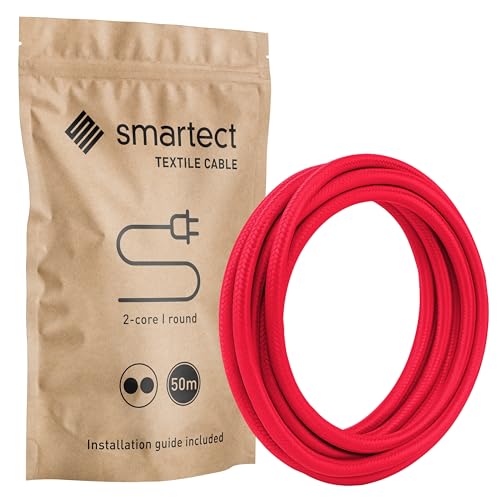 smartect Textilkabel 2-Adrig (2 x 0.75 mm²) Rot, 50 Meter