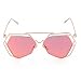 ABC® Twin-Beams Geometry Design Women Metal Frame Mirror Sunglasses Cat Eye Glasses (Red, 0.5)