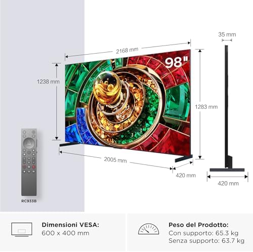 98RM9L – Smart TV RGB‑Mini LED 4K HDR10+ da 98", 6.000nit