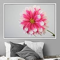 Framed Canvas Wall Art Pink Flower Snapshot Closeup Floral Multicolor Pastel Photography Relax/Calm Romantics Single - 16x24 inches