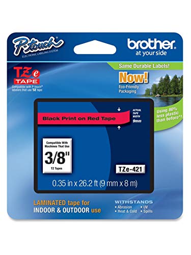 Brother Tape, Black on Red, 9mm