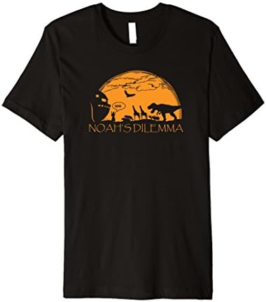 Mens Funny Atheist T-Shirt - Noah's Dilemma T-Rex Tee Shirt Large Black