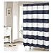 FAMILYDECOR Fabric Shower Curtain: Nautical Stripe Design (Navy and White)