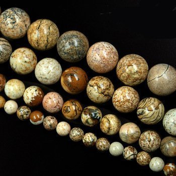 HYBEADS Brown Round Picture Jasper Beads Natural Stone Beads 8mm One Strand 15