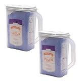 2 Pack Food Storage Container 4 Qt Flour Sugar Keeper Pour n' Store with Handle