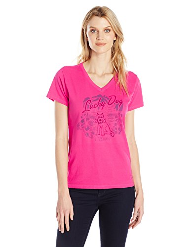 Life is good women s crusher vee lucky dog tee, pop pin…