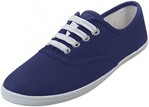 AimTrend Womens Canvas Lace Up Sneakers Navy-6