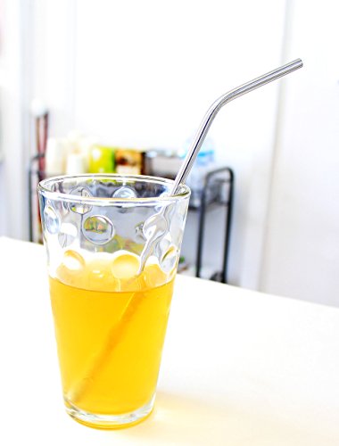 Green Heart Stainless Steel BPA Free Reusable Straw with Cleaning brush, 9.5-Inch, Set of 4 (2 Bent and 2 Straight Wide Mouth) - Thumbnail 6